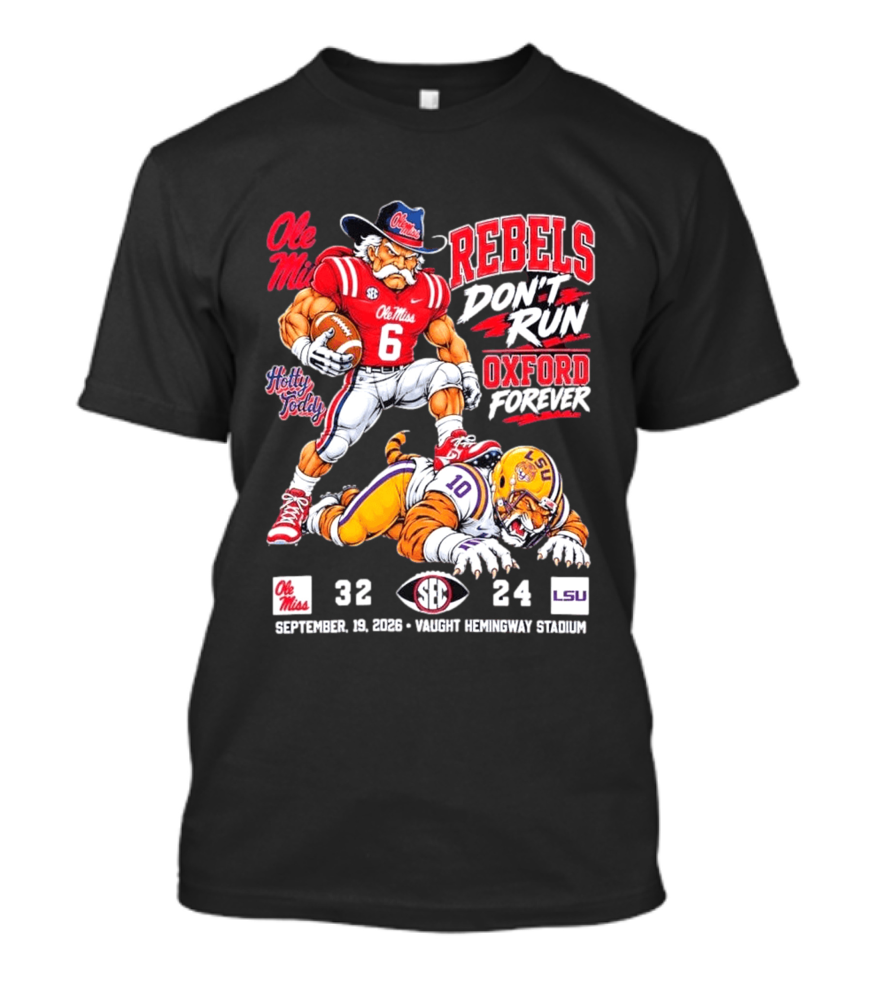 Ole Miss Rebels Victory 32 24 Over LSU September 19 2026 Vaught Hemingway Stadium T-Shirt