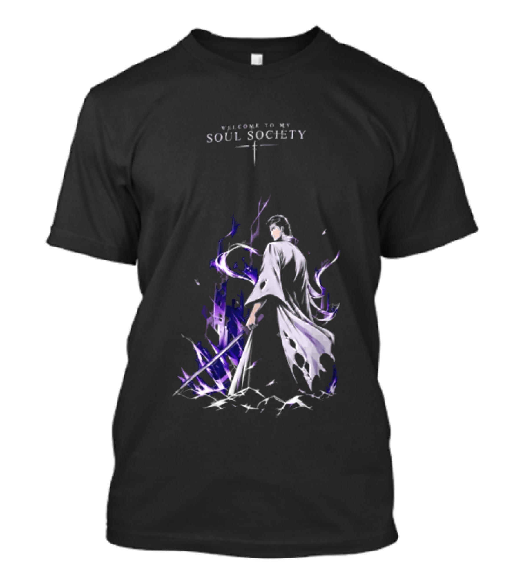 Sosuke Aizen Welcome To My Soul Society Sword Character Purple Aura T-Shirt