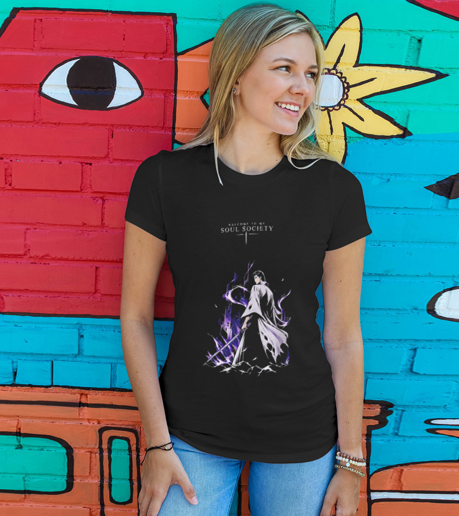 Sosuke Aizen Welcome To My Soul Society Sword Character Purple Aura T-Shirt