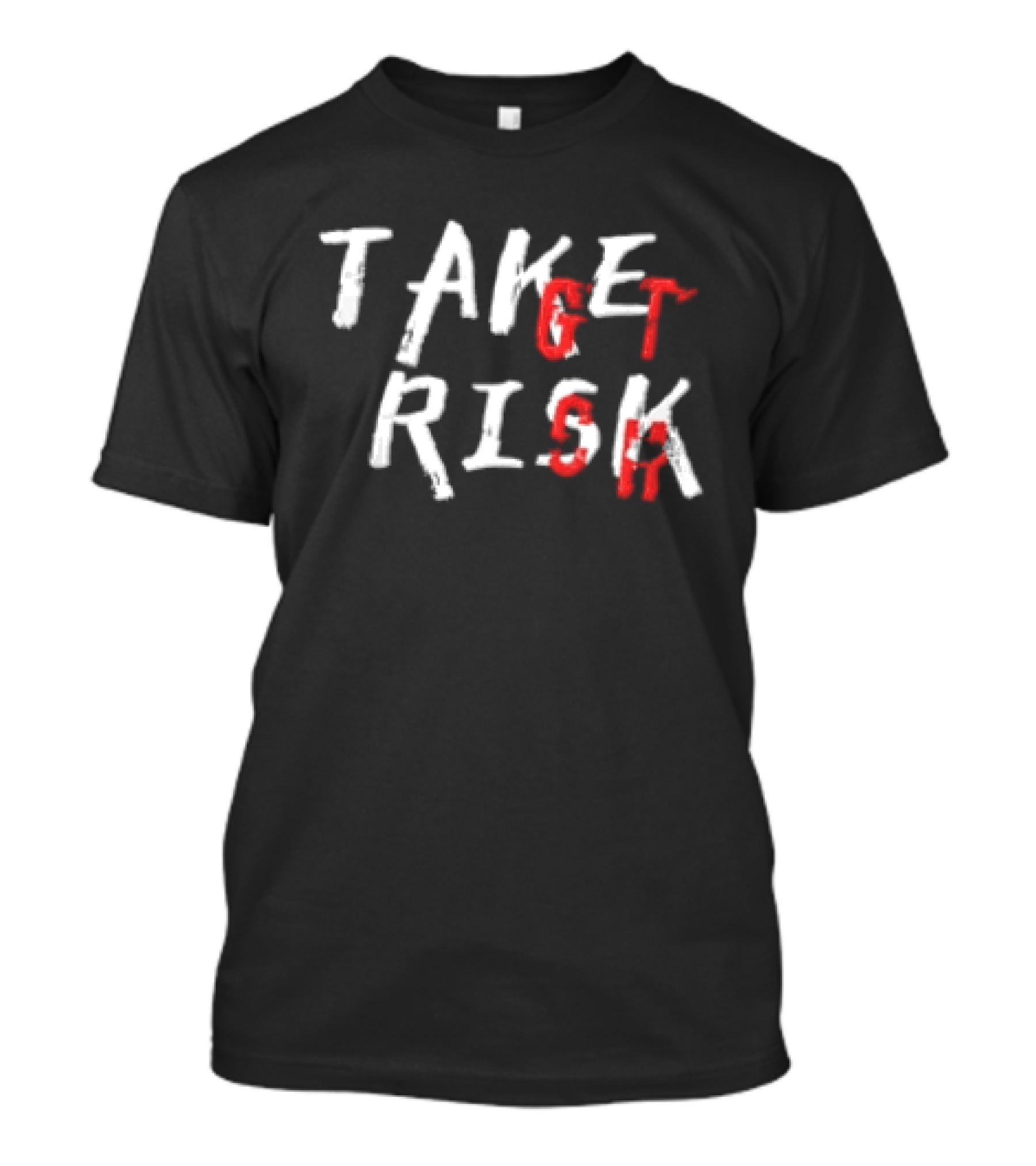 Take Get Risk Distressed White Red T-Shirt