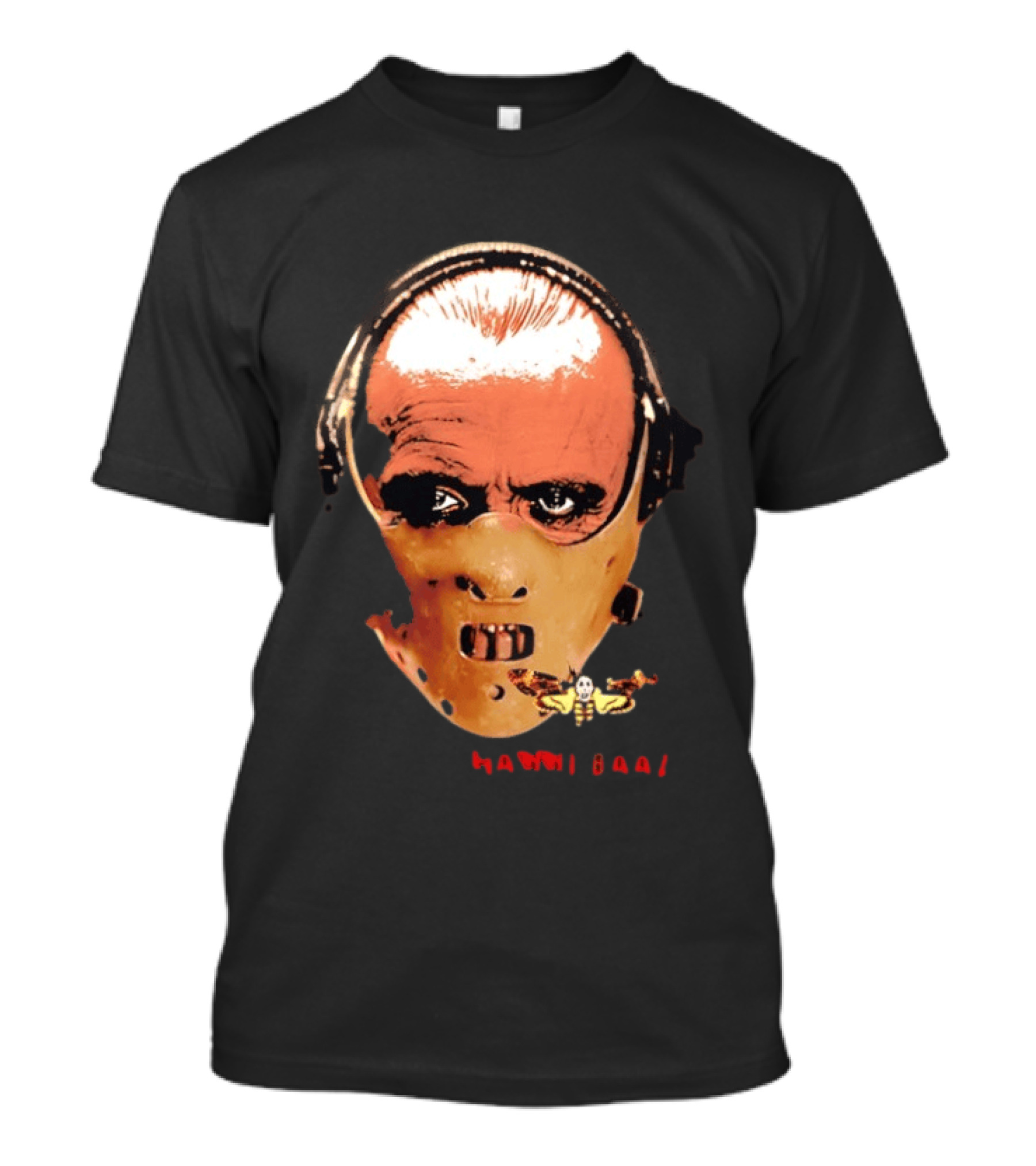 Hannibal Lecter Silence Of The Lamb Halloween Horror Mask With Skull Moth T-Shirt