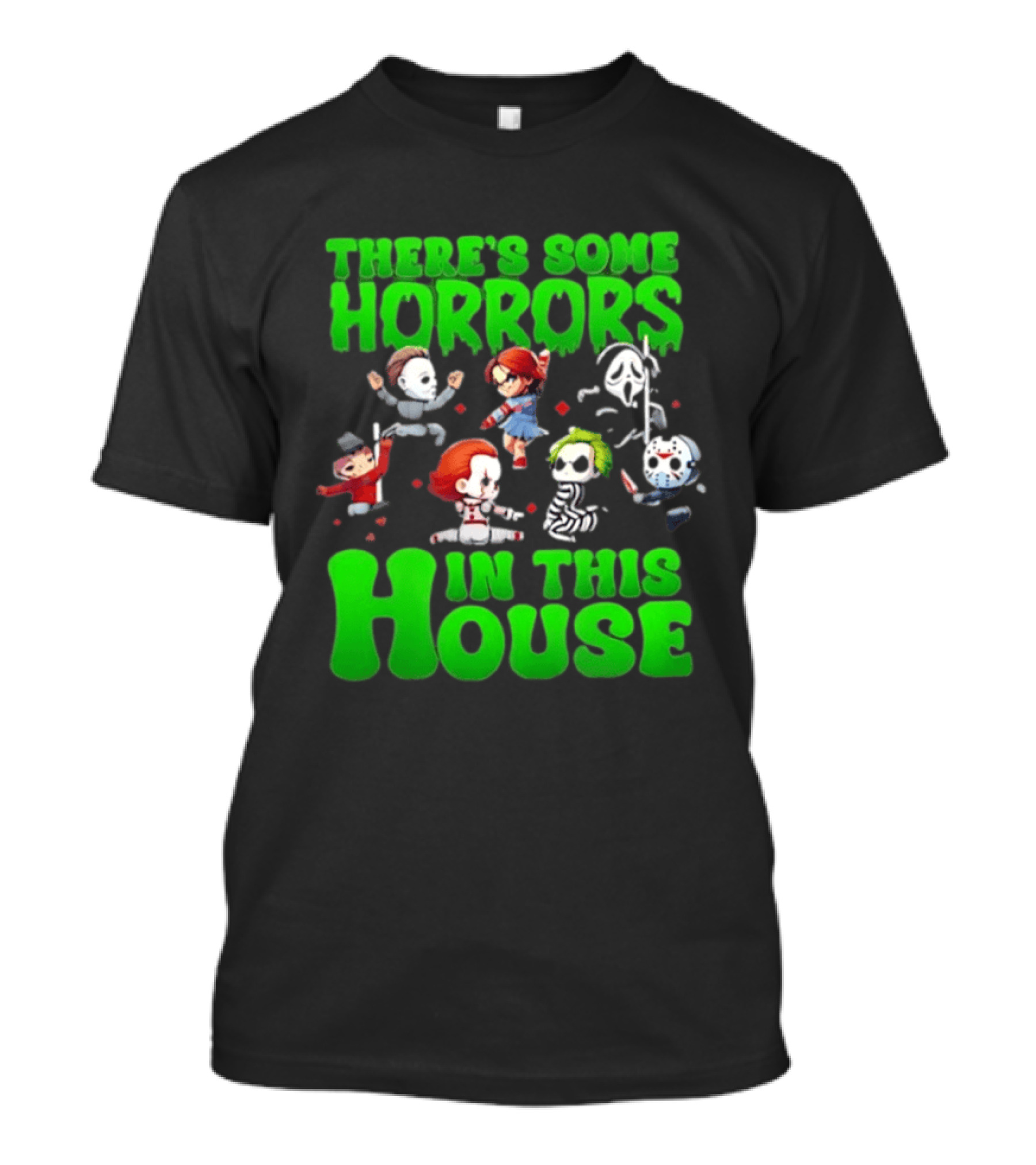 There's Some Horrors In This House Halloween Characters Dancing T-Shirt