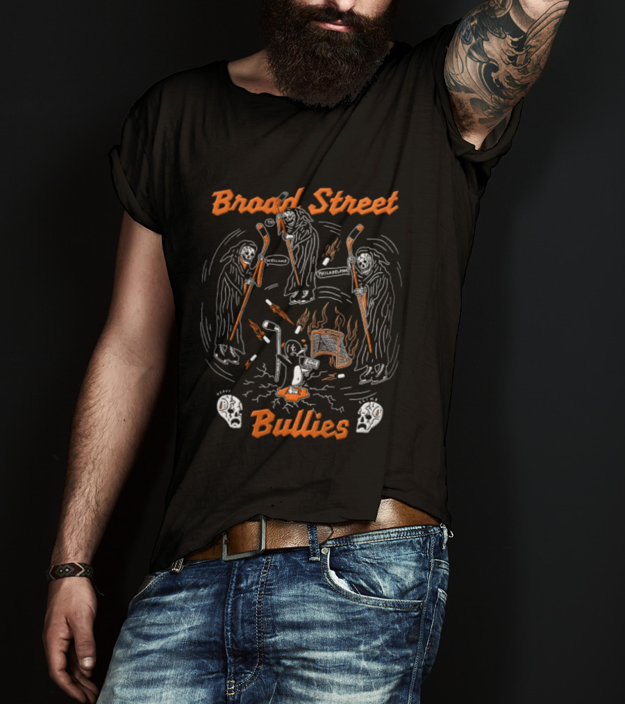 Broad Street Bullies Philadelphia Flyers Grim Reapers Hockey Sticks NHL Penguins T-Shirt