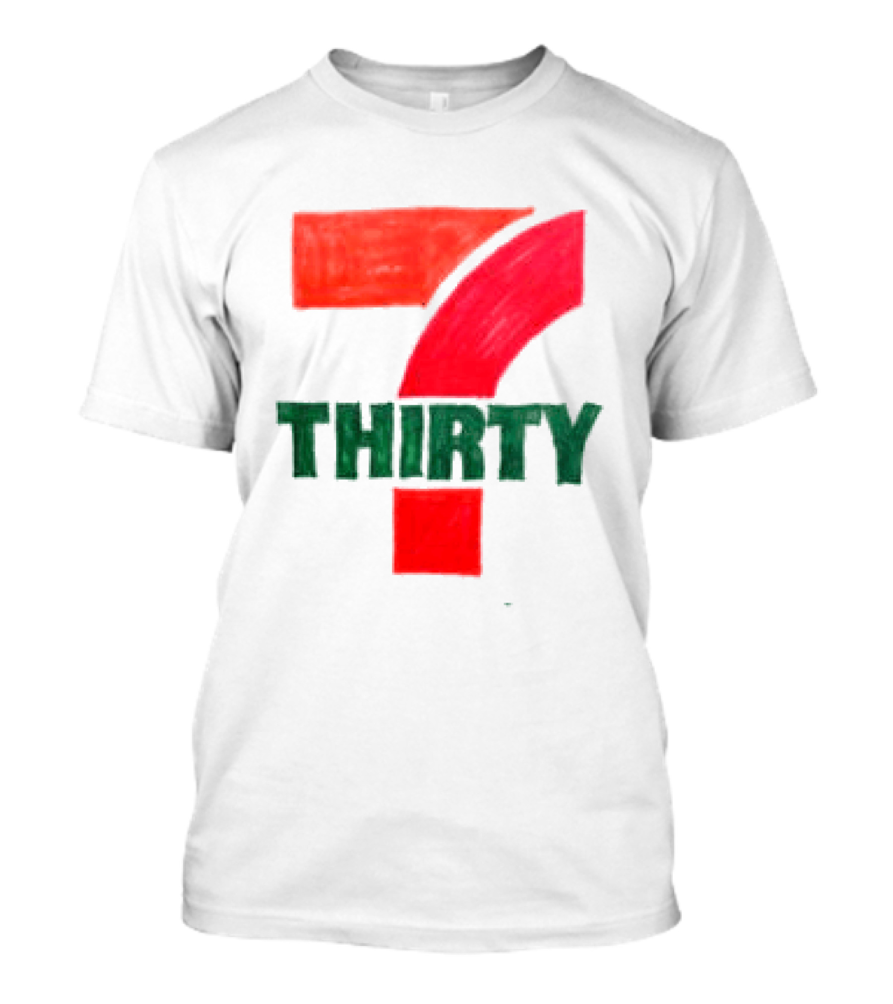Asspizza Store 7 Thirty Hand Drawn Red Green Number T-Shirt