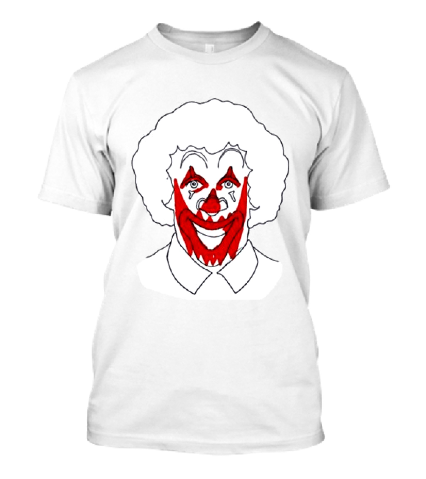 Asspizza Store Ronald Clown Face Drawing Red Lips White Collar T-Shirt