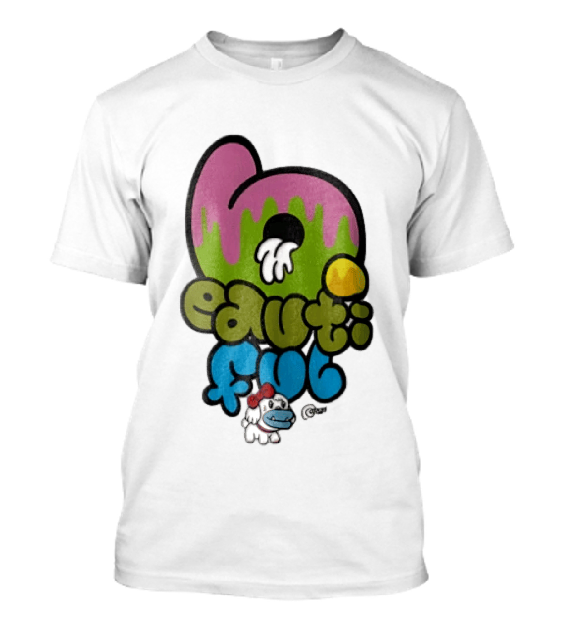 Beautiful Graffiti Lettering Dripping Paint Cartoon Dog With Spray Can T-Shirt