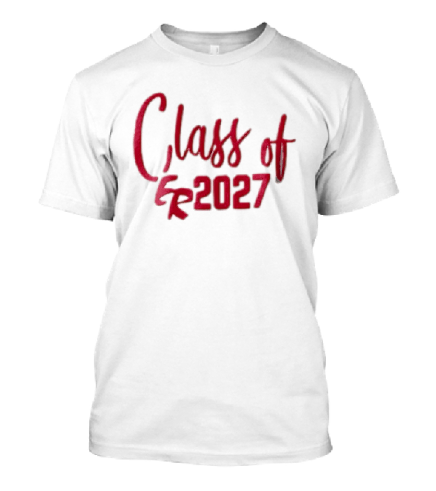 Class Of 2027 Red Script Numbers T-Shirt