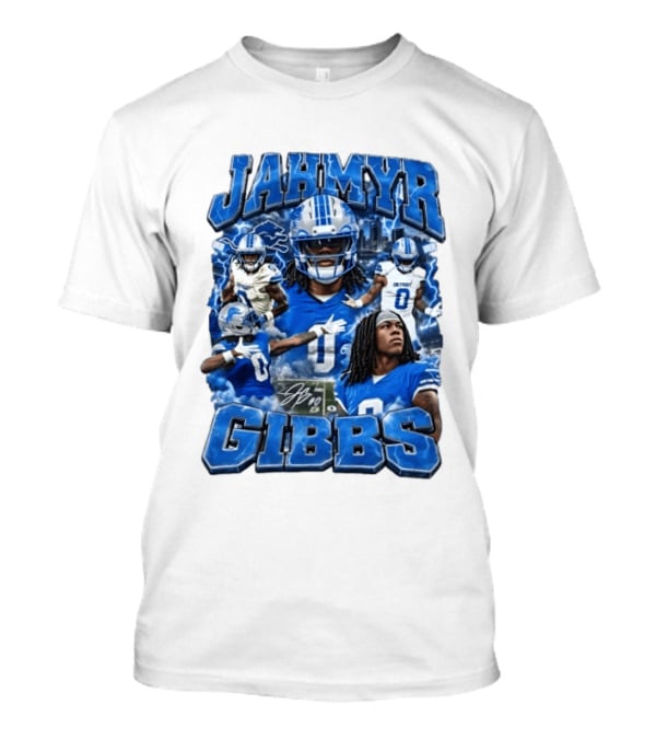 Jahmyr Gibbs Detroit Lions Blue Football T-Shirt