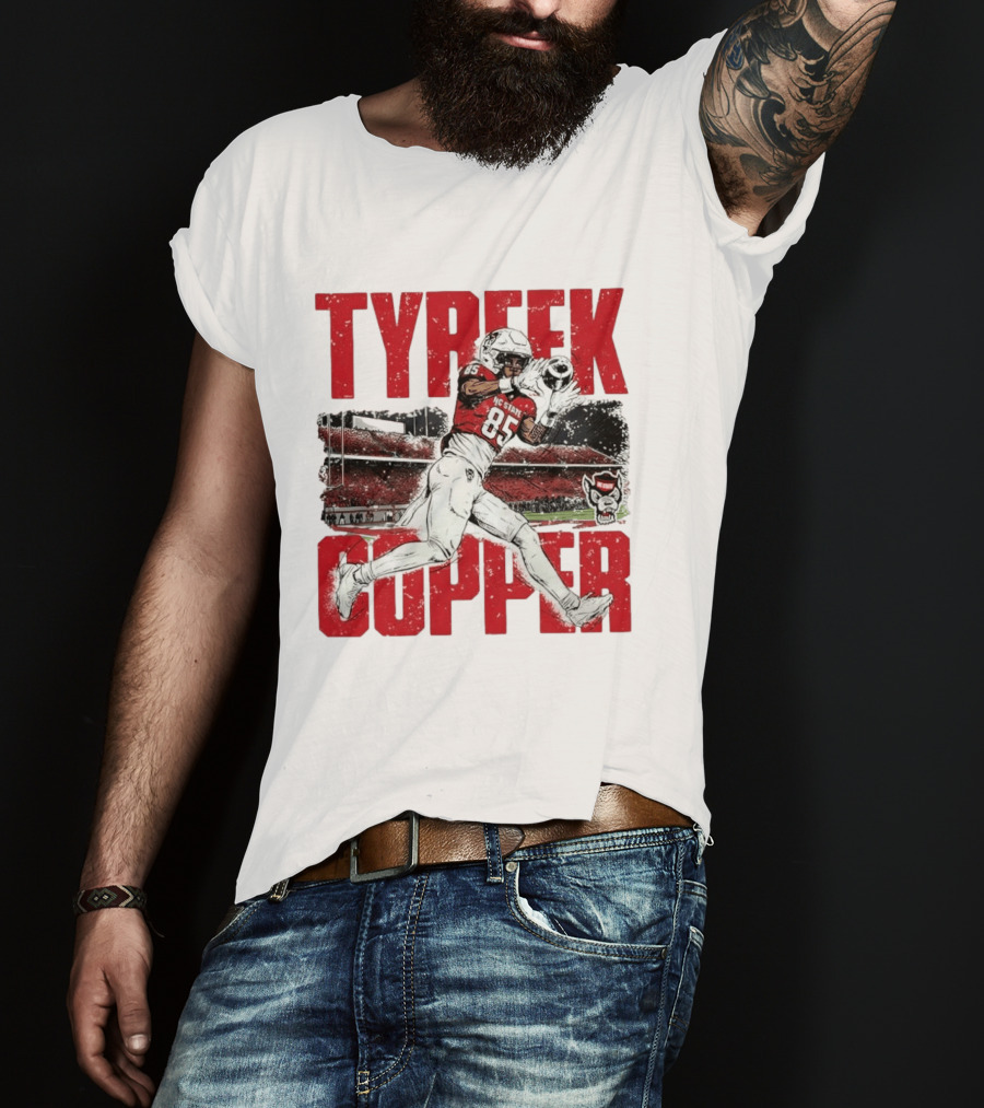 NCAA Football NC State Wolfpack Tyreek Copper Catching Highlight Caricature T-Shirt