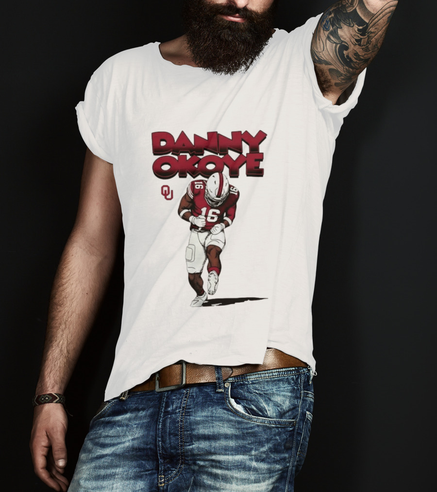 NCAA Football Oklahoma Sooners No 16 Danny Okoye Caricature OU T-Shirt