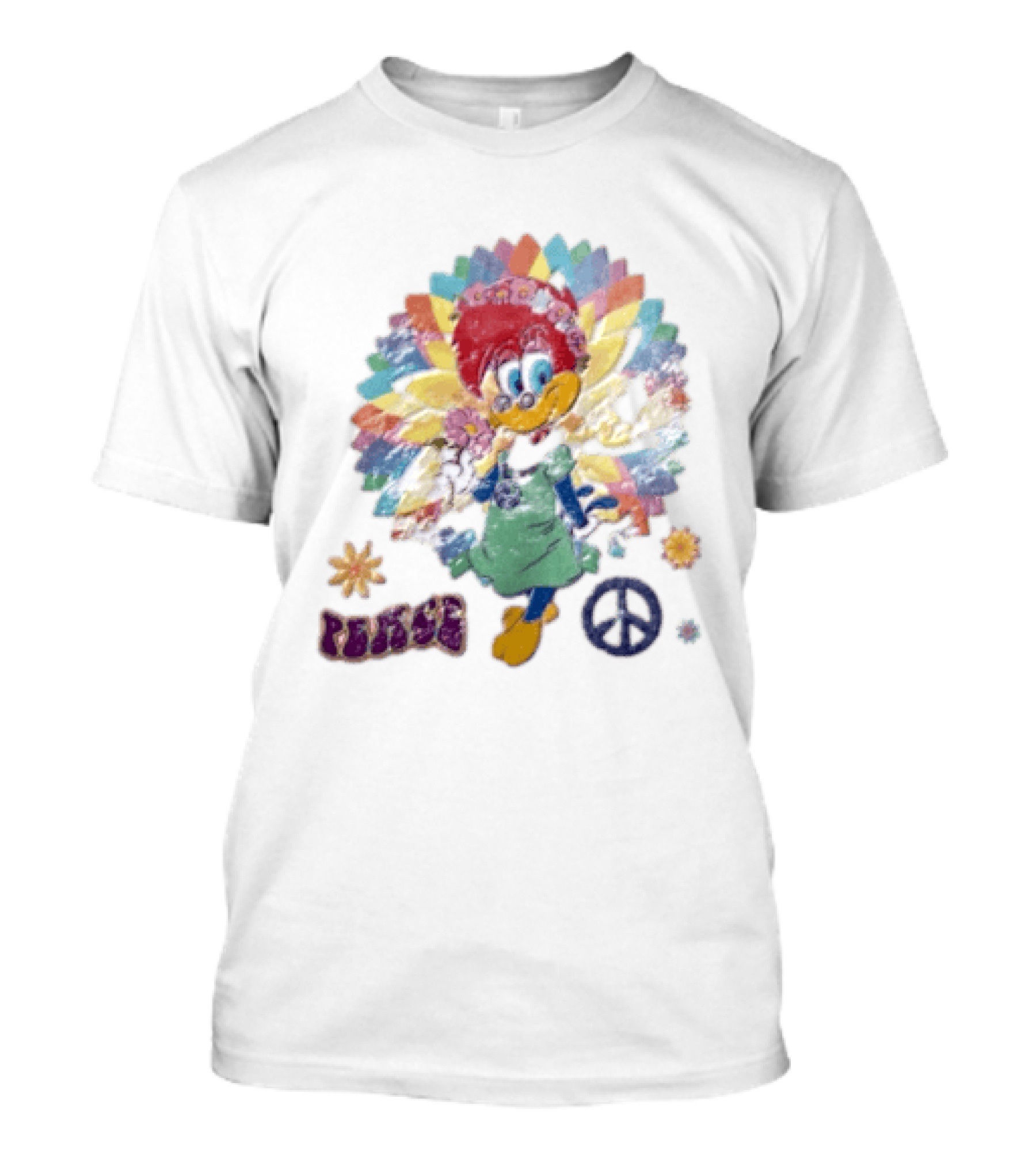 Peace Winnie Woodpecker Flower Crown Rainbow Sign T-Shirt