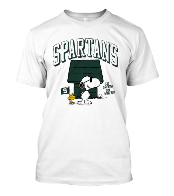 Spartans Snoopy Go Green Go White T-Shirt