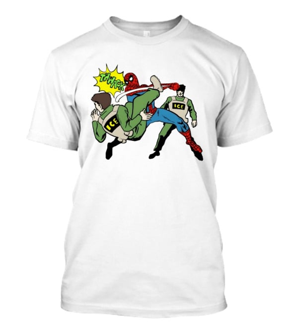 Spider Man Thwack ICE Agents Marvel Super Hero Action Scene T-Shirt