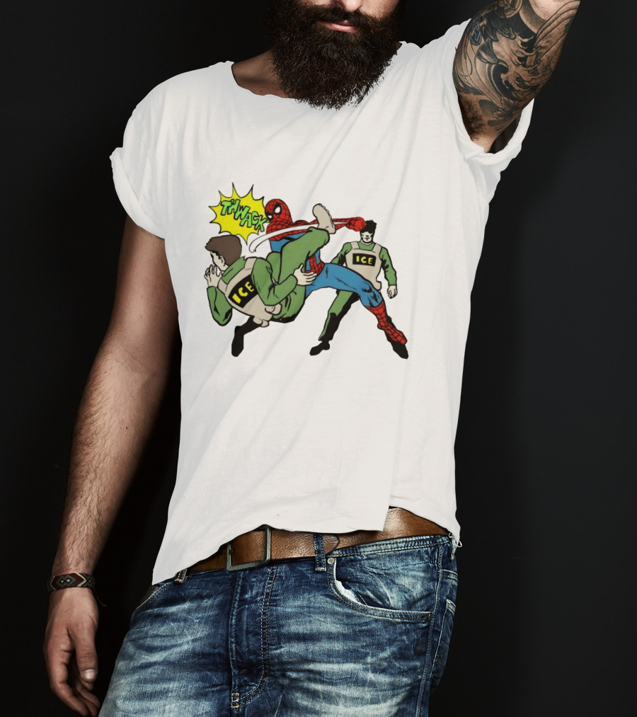 Spider Man Thwack ICE Agents Marvel Super Hero Action Scene T-Shirt
