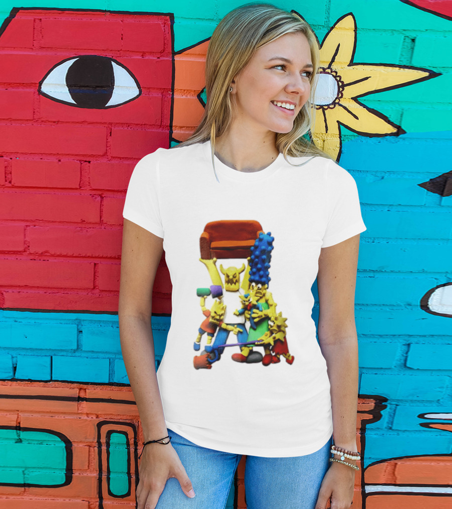 The Simpsons Claymation Family Couch Posing Scene T-Shirt