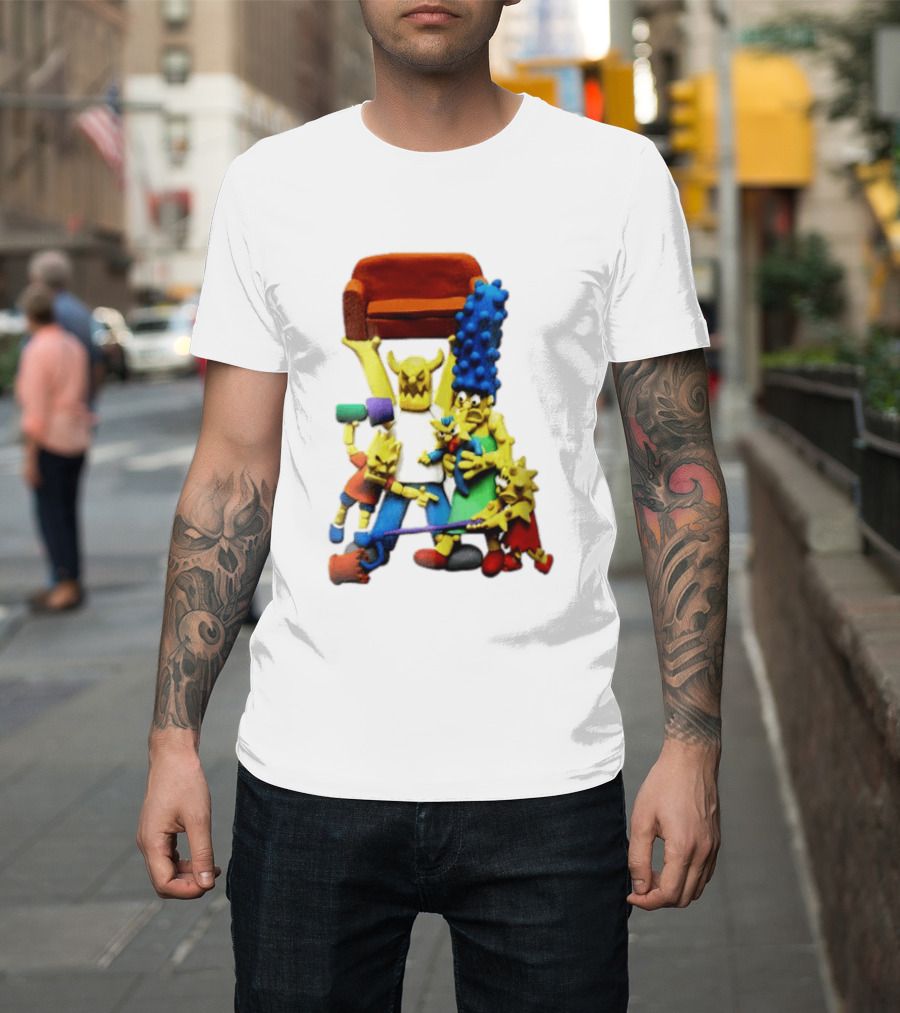 The Simpsons Claymation Family Couch Posing Scene T-Shirt