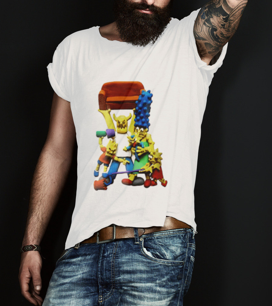 The Simpsons Claymation Family Couch Posing Scene T-Shirt