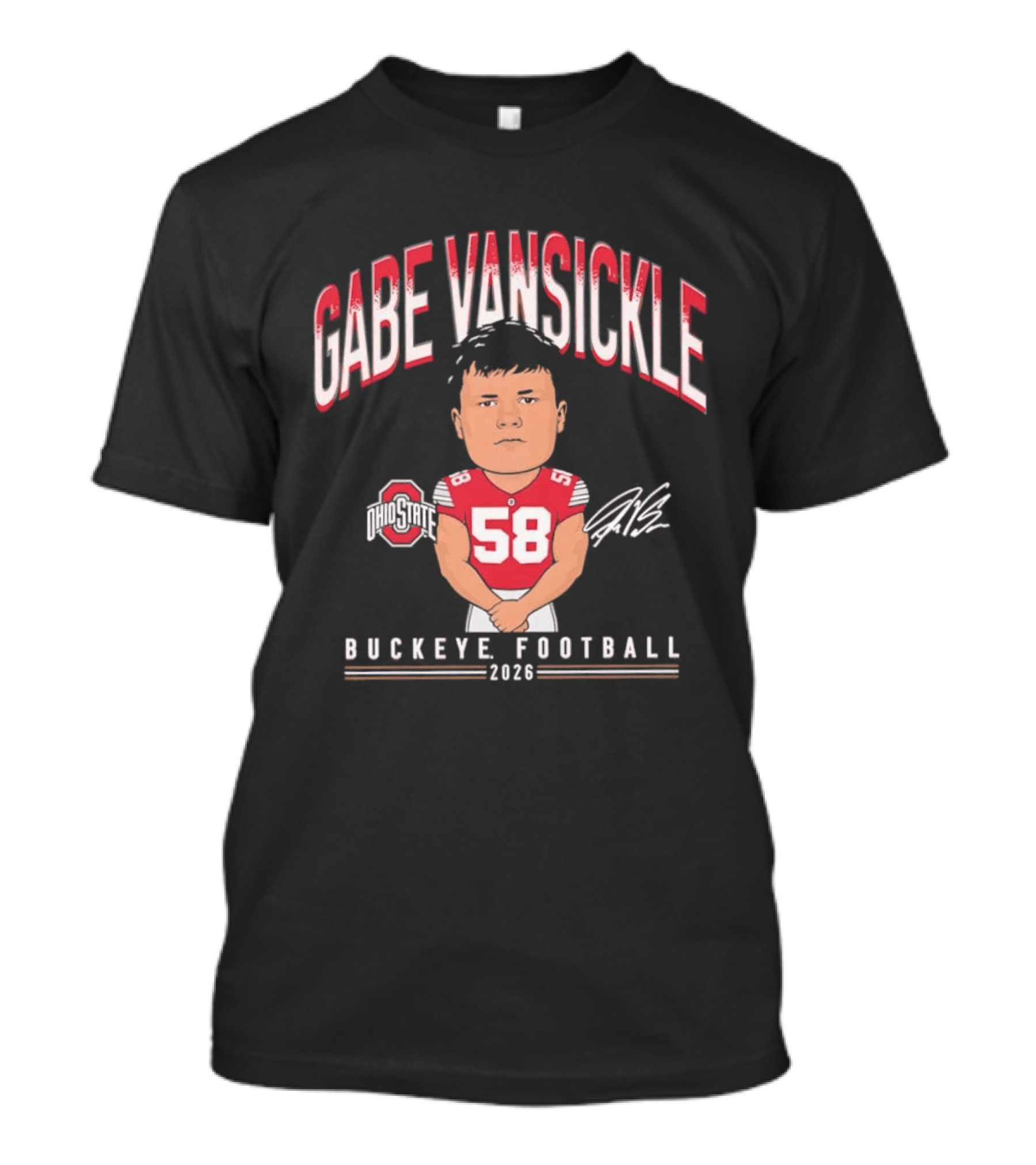 Gabe VanSickle 58 Ohio State Buckeye Football 2026 Caricature T-Shirt