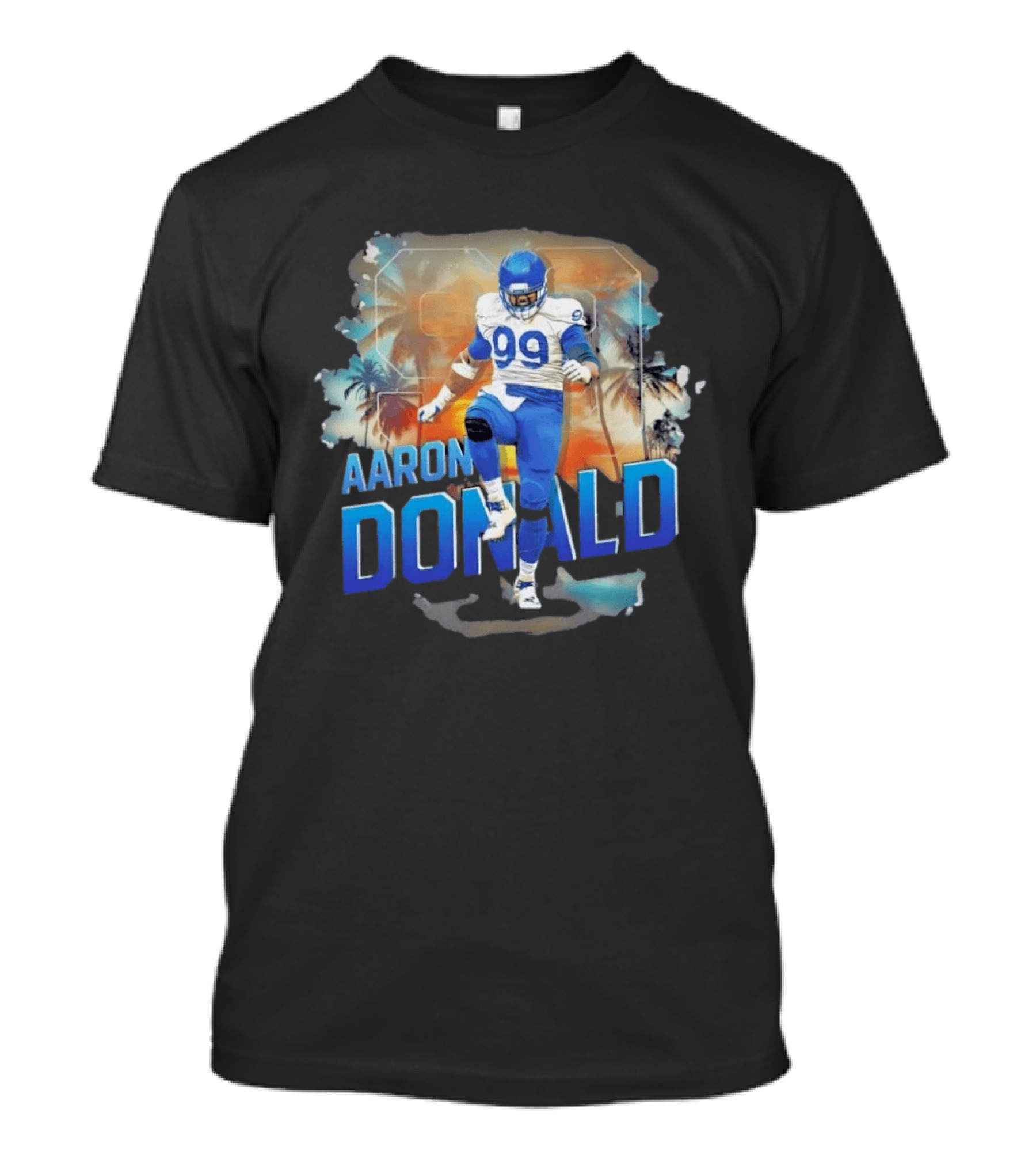 Aaron Donald 99 Los Angeles Rams Sunset Cityscape T-Shirt