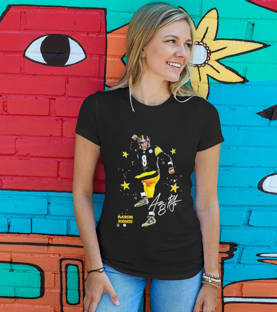 Aaron Rodgers Pittsburgh Steelers King Of The North Yellow Stars Signature T-Shirt
