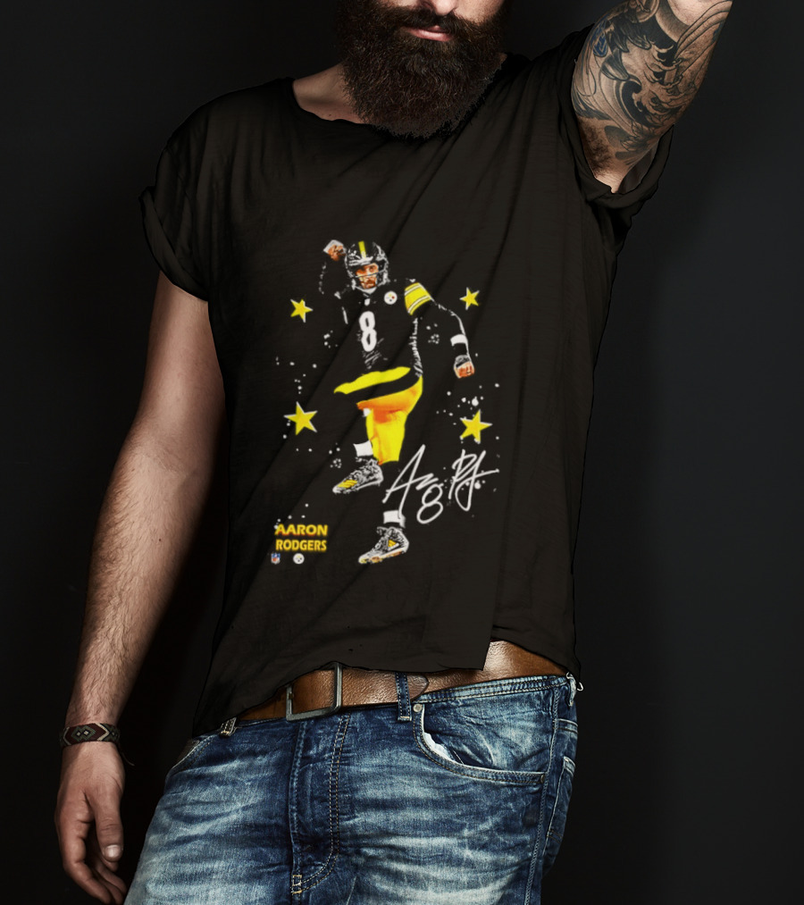 Aaron Rodgers Pittsburgh Steelers King Of The North Yellow Stars Signature T-Shirt
