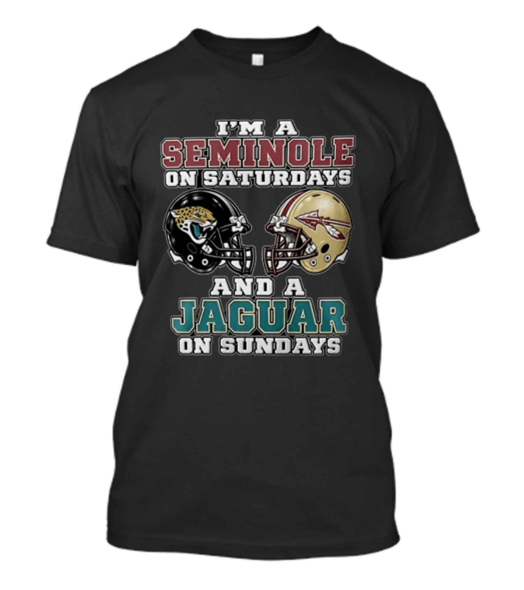 I'm A Seminole On Saturdays And A Jaguar On Sundays Football Fan Helmet T-Shirt