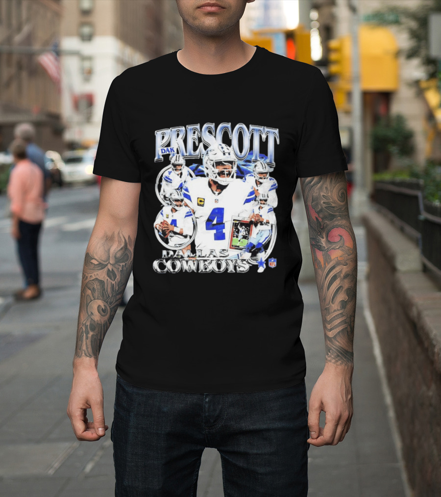 Dak Prescott Dallas Cowboys NFL Quarterback Collage T-Shirt