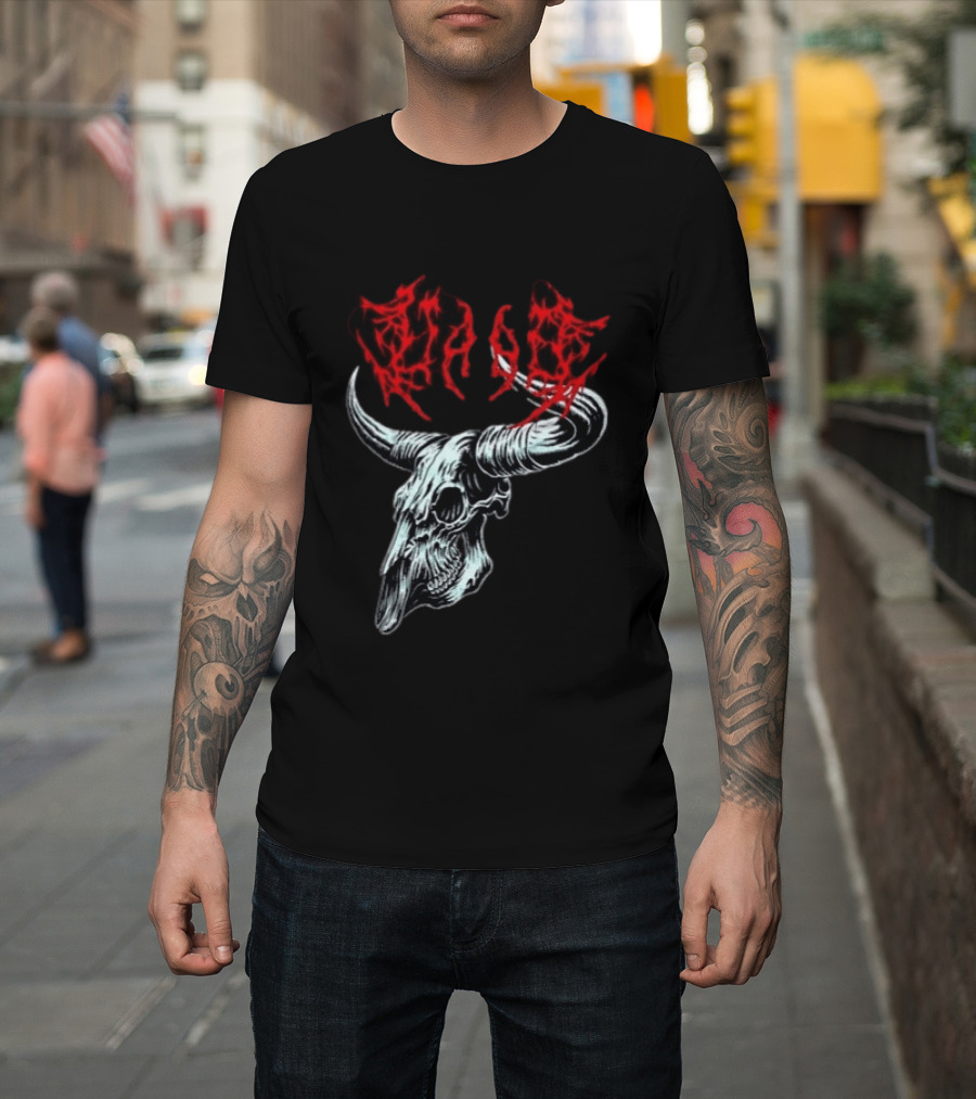 Merchdrop Upon A Burning Body Metal Texas Skull Red T-Shirt