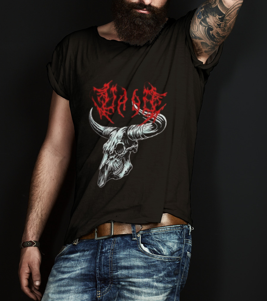 Merchdrop Upon A Burning Body Metal Texas Skull Red T-Shirt