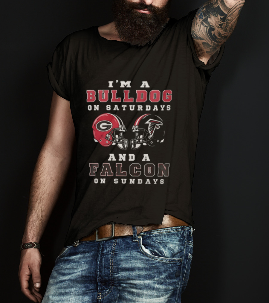 I'm A Bulldog On Saturdays And A Falcon On Sundays Georgia Atlanta Football Helmets T-Shirt
