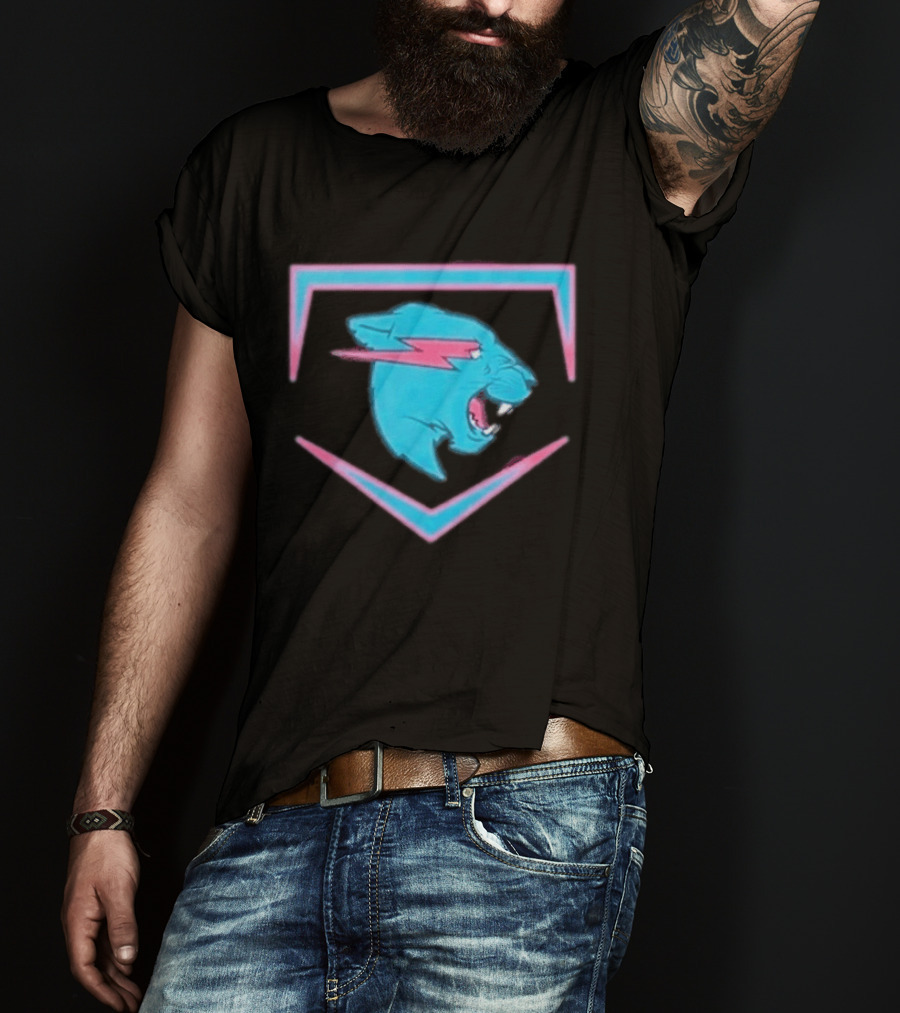 MrBeast Beast Edition Blue Panther Lightning Bolt T-Shirt