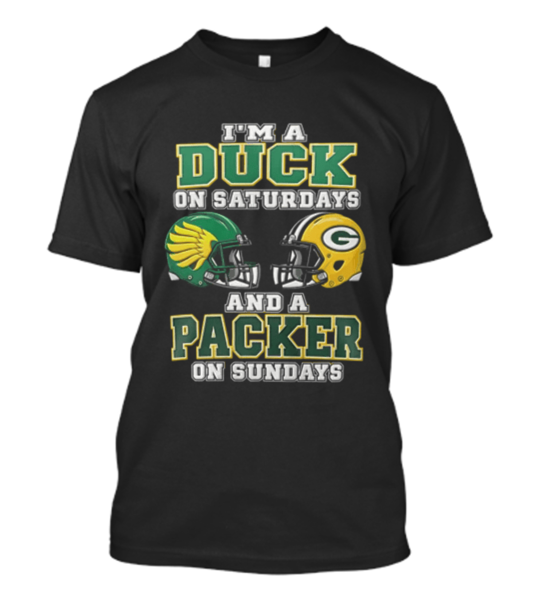 I'm A Duck On Saturdays And A Packer On Sundays Football Helmets T-Shirt