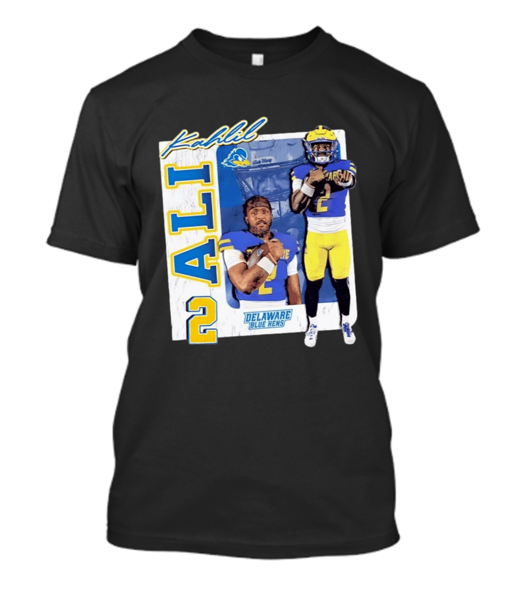 Kahlil Ali Delaware Blue Hens Football No 2 Collage T-Shirt