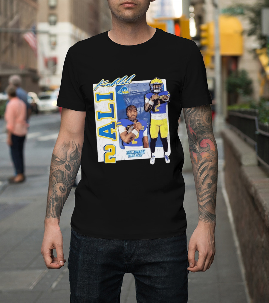 Kahlil Ali Delaware Blue Hens Football No 2 Collage T-Shirt