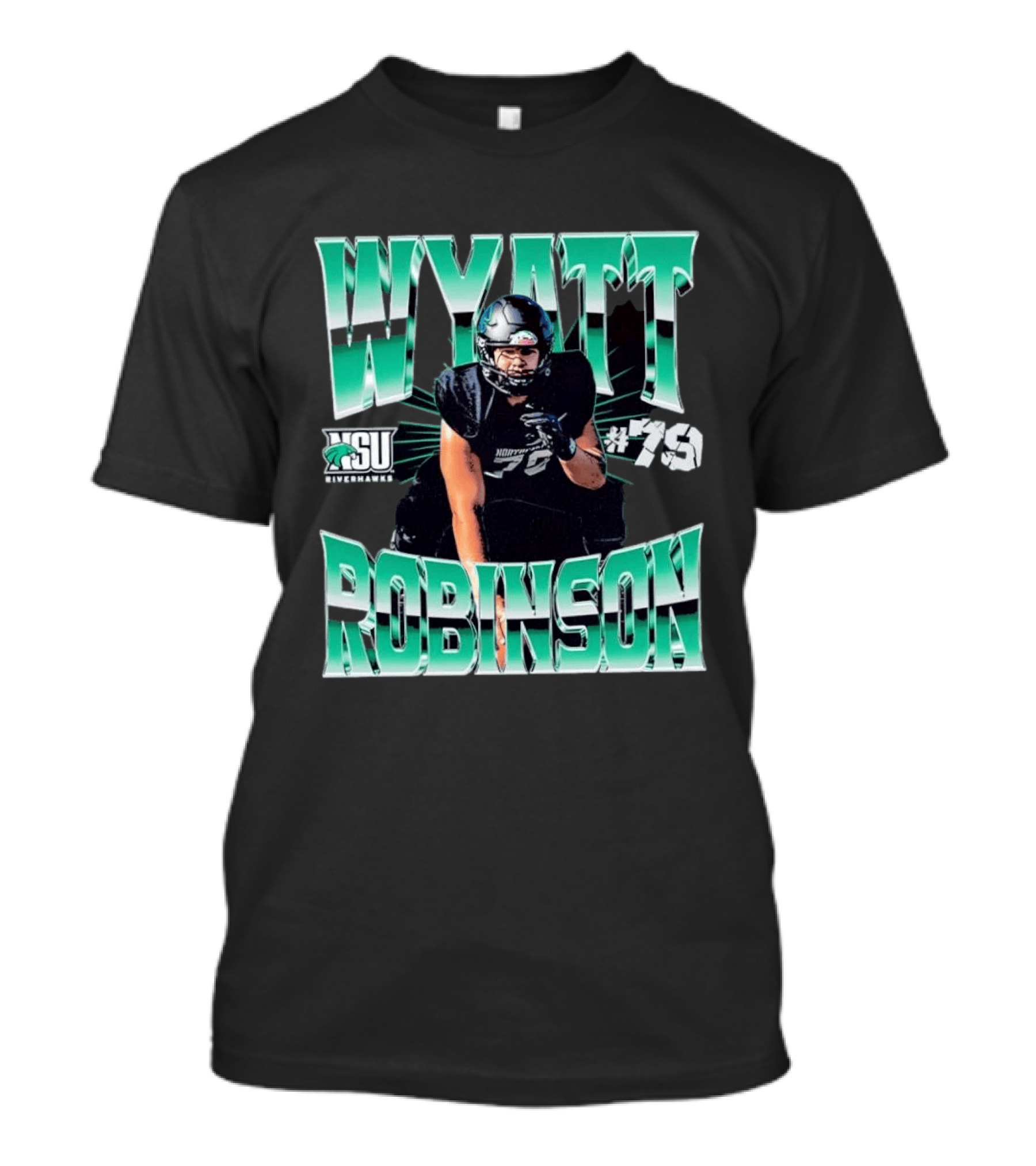 Northeastern State University RiverHawks Football Wyatt Robinson #79 T-Shirt