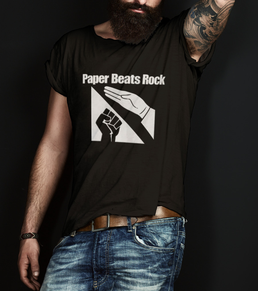 Paper Beats Rock Hand Gesture Fist T-Shirt
