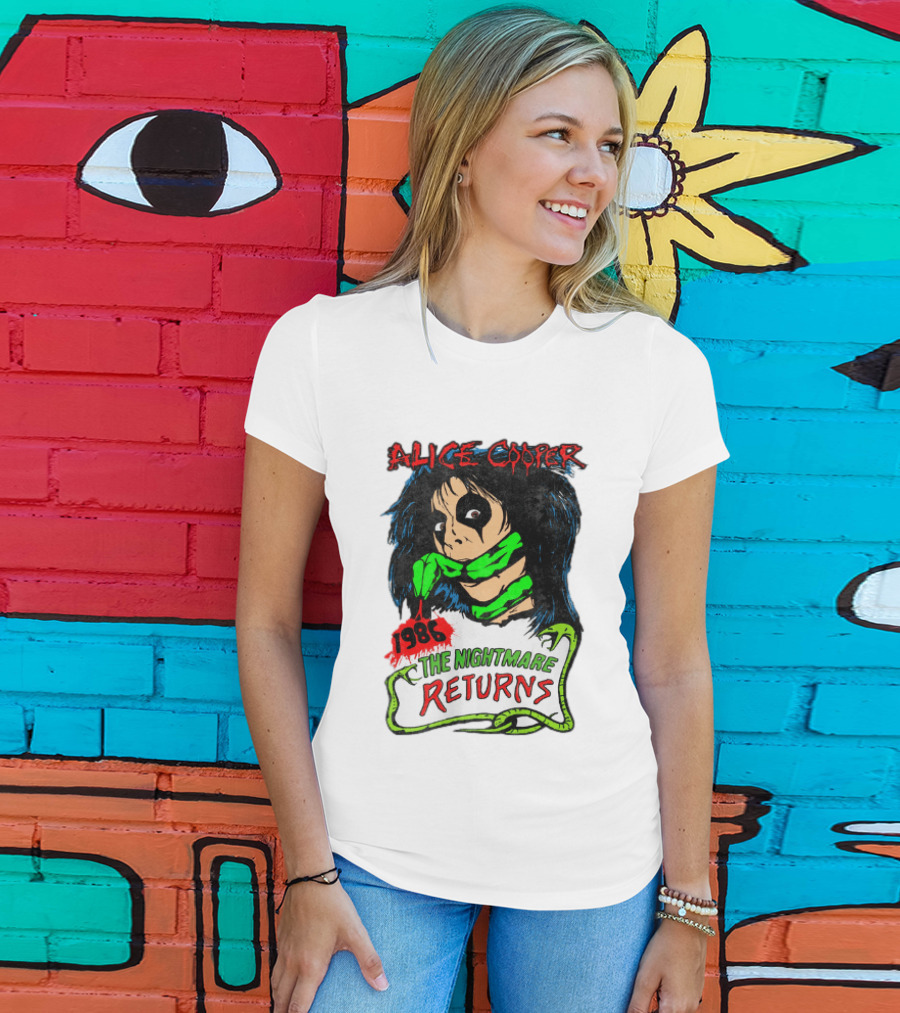 Alice Cooper The Nightmare Returns 1986 Constrictor Raglan T-Shirt