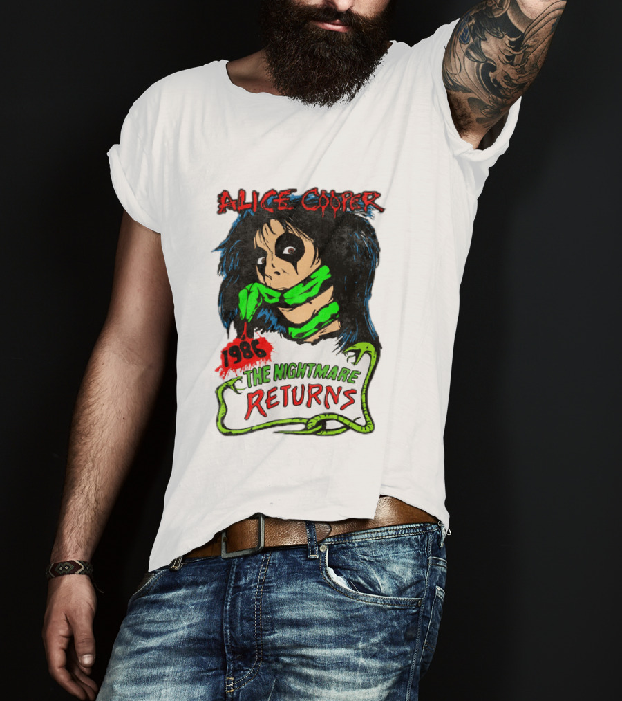 Alice Cooper The Nightmare Returns 1986 Constrictor Raglan T-Shirt