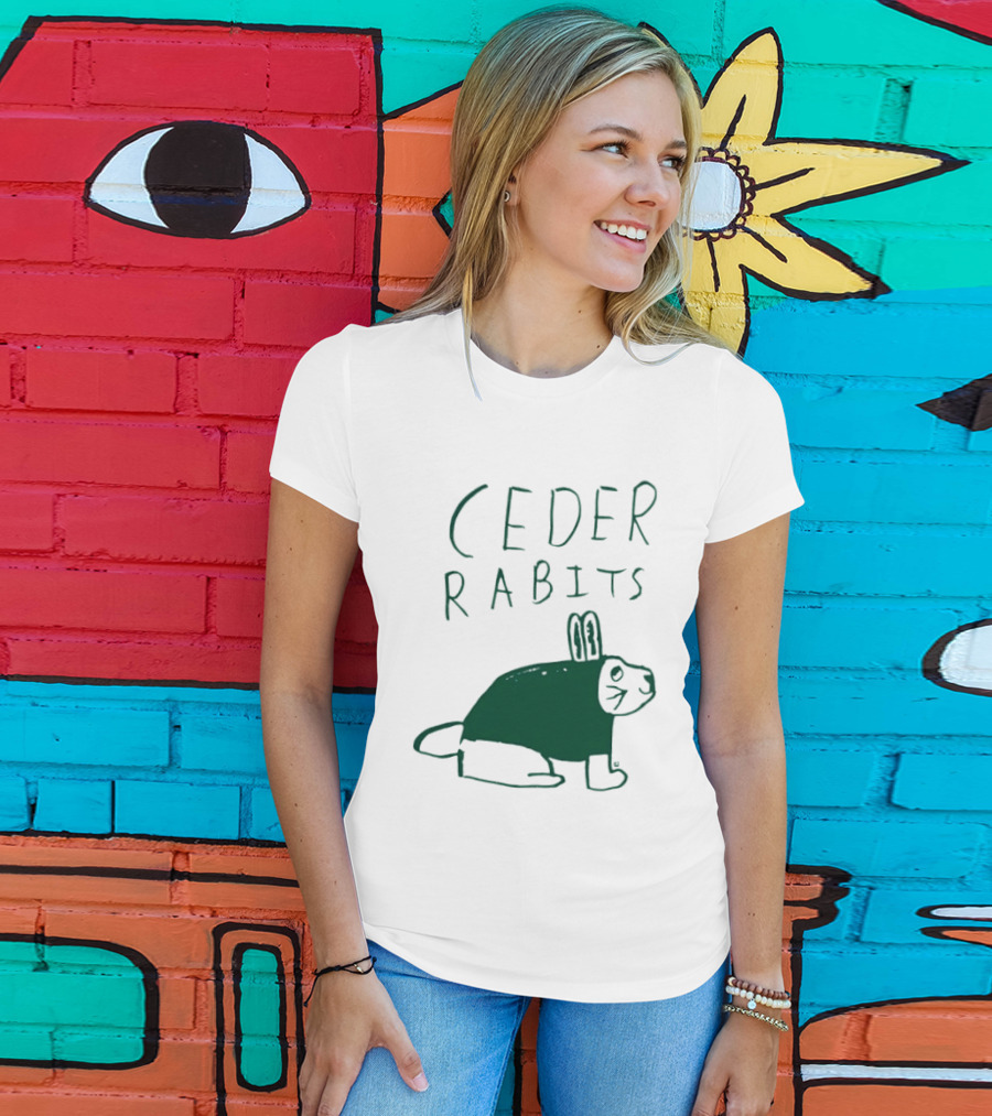 Cedar Rapids Ceder Rabits Playful Drawing T-Shirt
