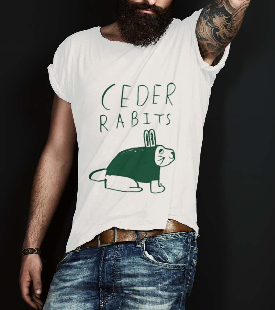 Cedar Rapids Ceder Rabits Playful Drawing T-Shirt