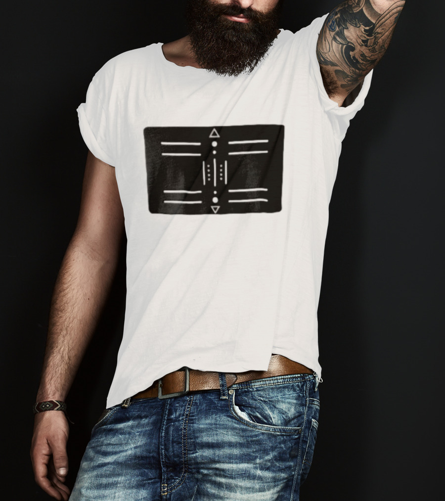 Black Geometric Tribal Design With Triangles And Dots T-Shirt