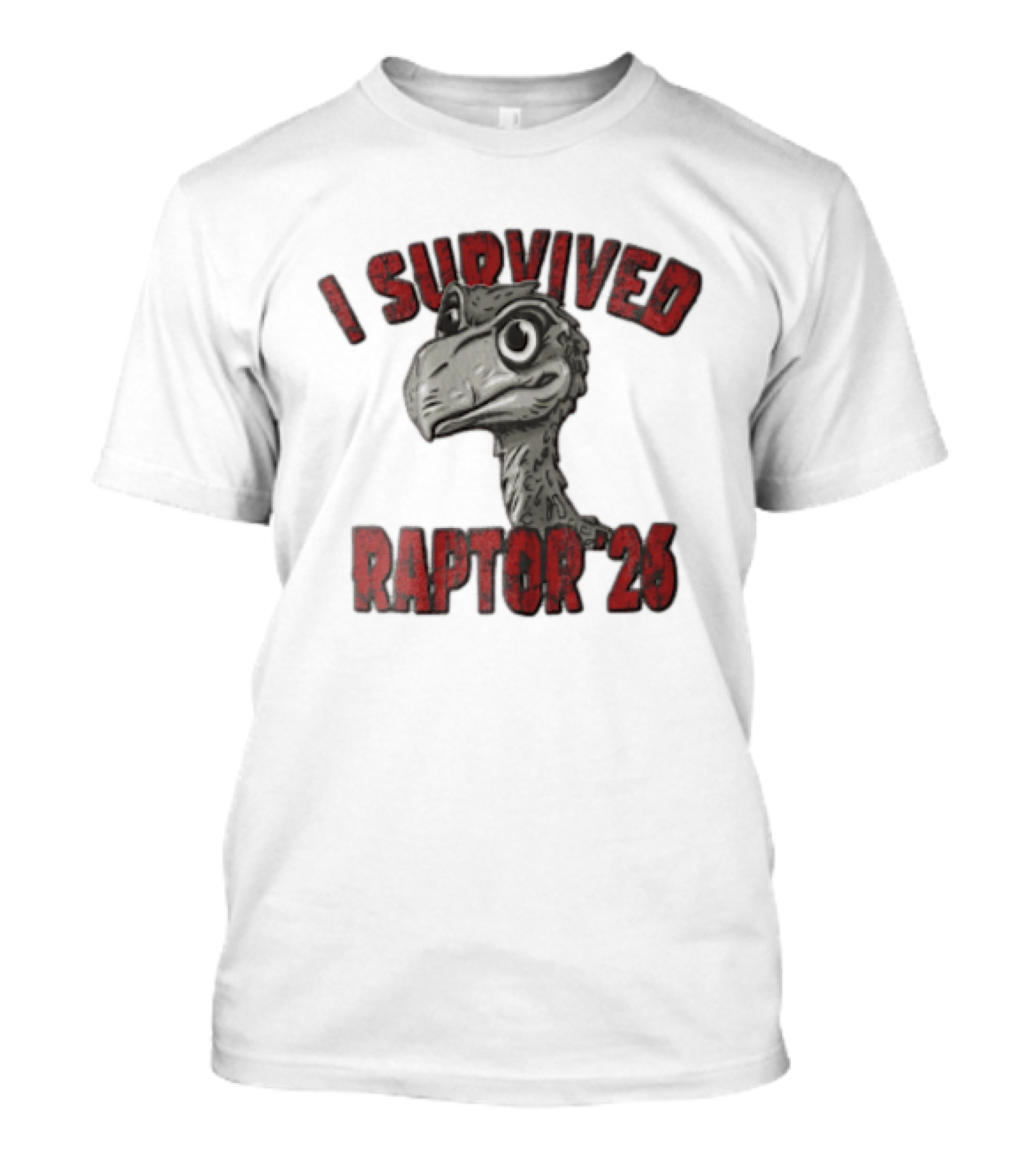 I Survived Raptor 26 Cartoon Dinosaur Head T-Shirt