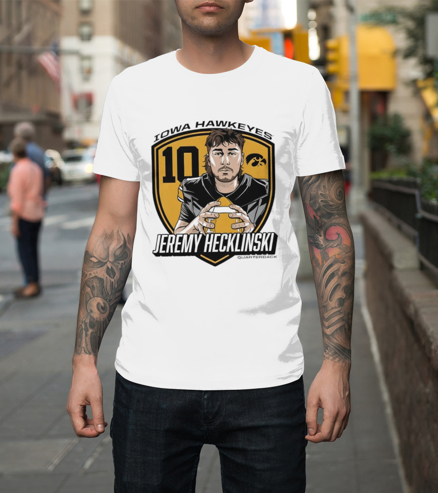 Iowa Hawkeyes 10 Jeremy Hecklinski Football Gold T-Shirt