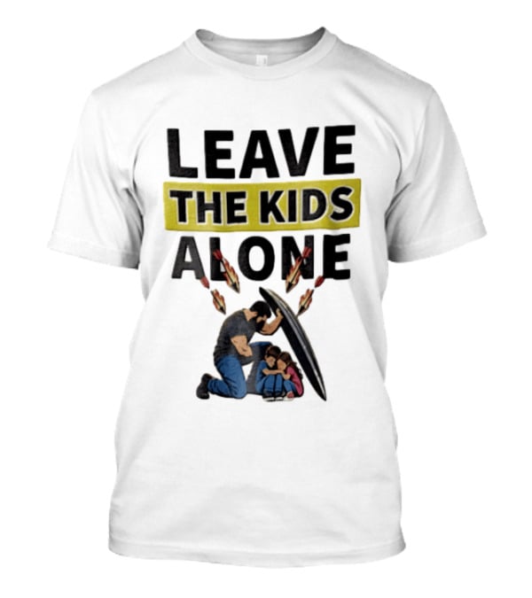 Leave The Kids Alone Bearded Man Shielding Children From Arrows T-Shirt