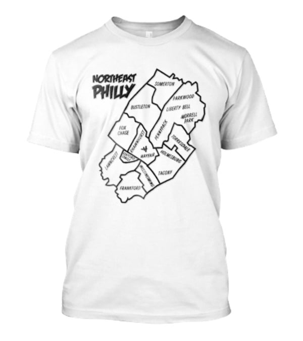 Northeast Philly Map Neighborhoods Orange T-Shirt