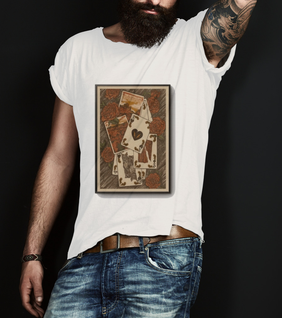 The Revivalists Red Rocks Amphitheatre Playing Cards Floral Art 9 25 2026 T-Shirt