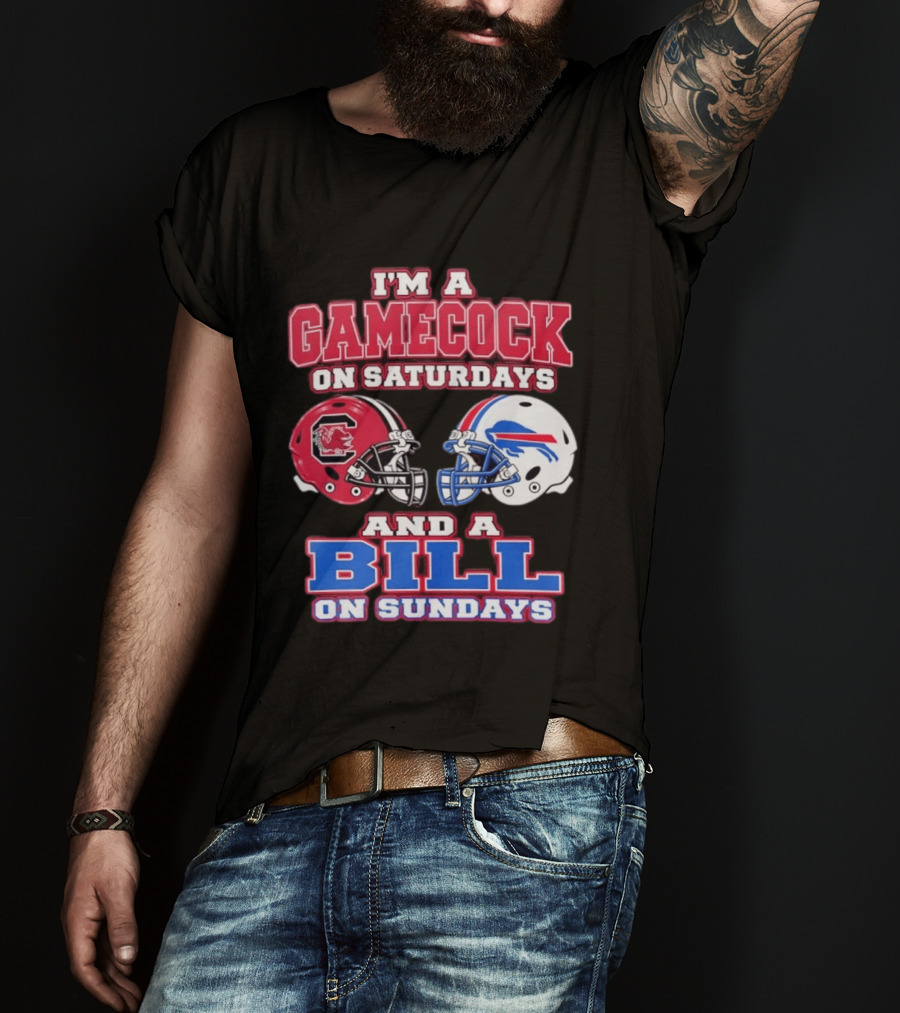 I'm A Gamecock On Saturdays And A Bill On Sundays Football Helmets T-Shirt