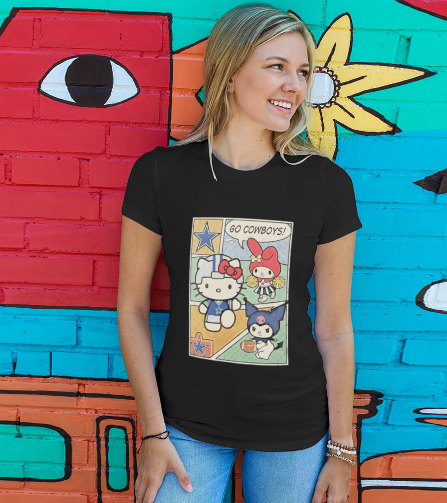 Dallas Cowboys Hello Kitty My Melody Kuromi Go Cowboys Comic T-Shirt