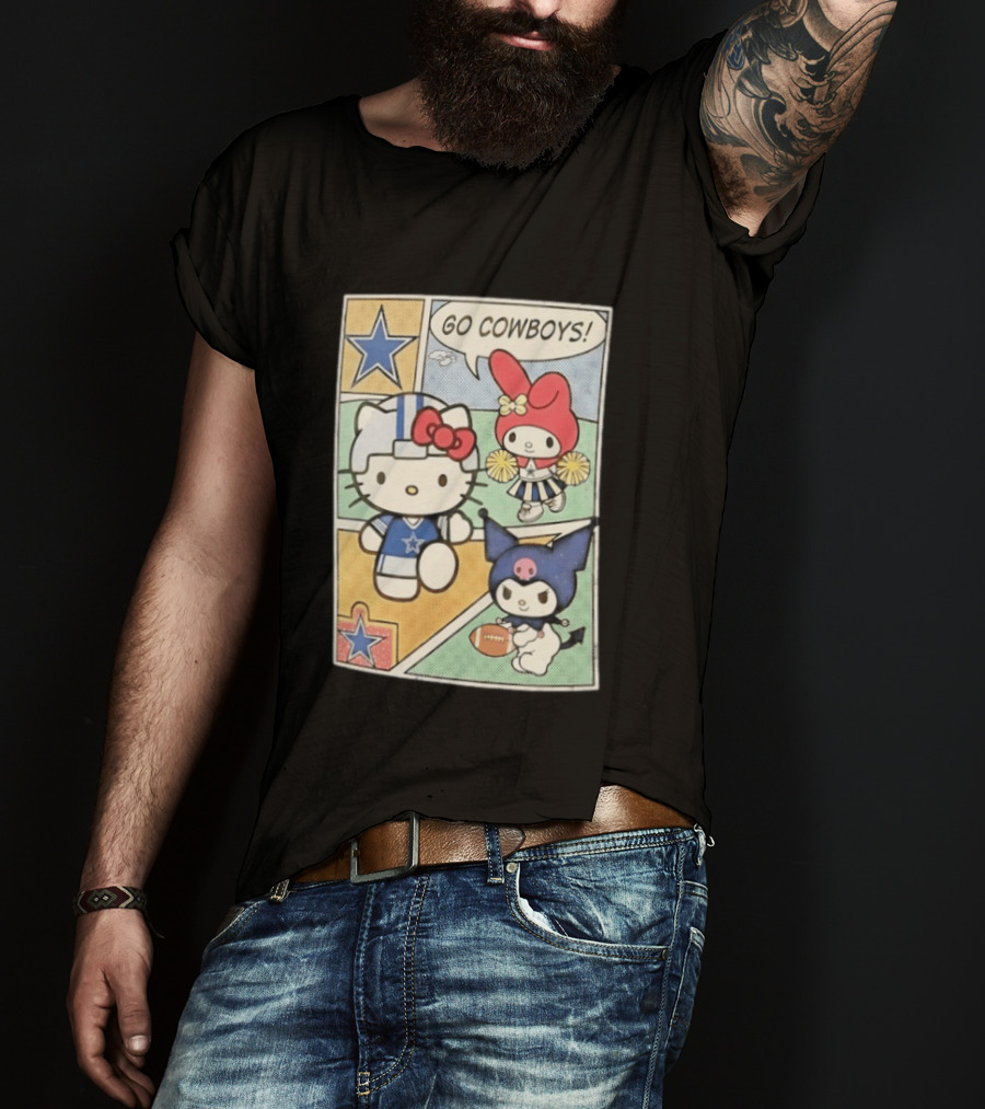 Dallas Cowboys Hello Kitty My Melody Kuromi Go Cowboys Comic T-Shirt