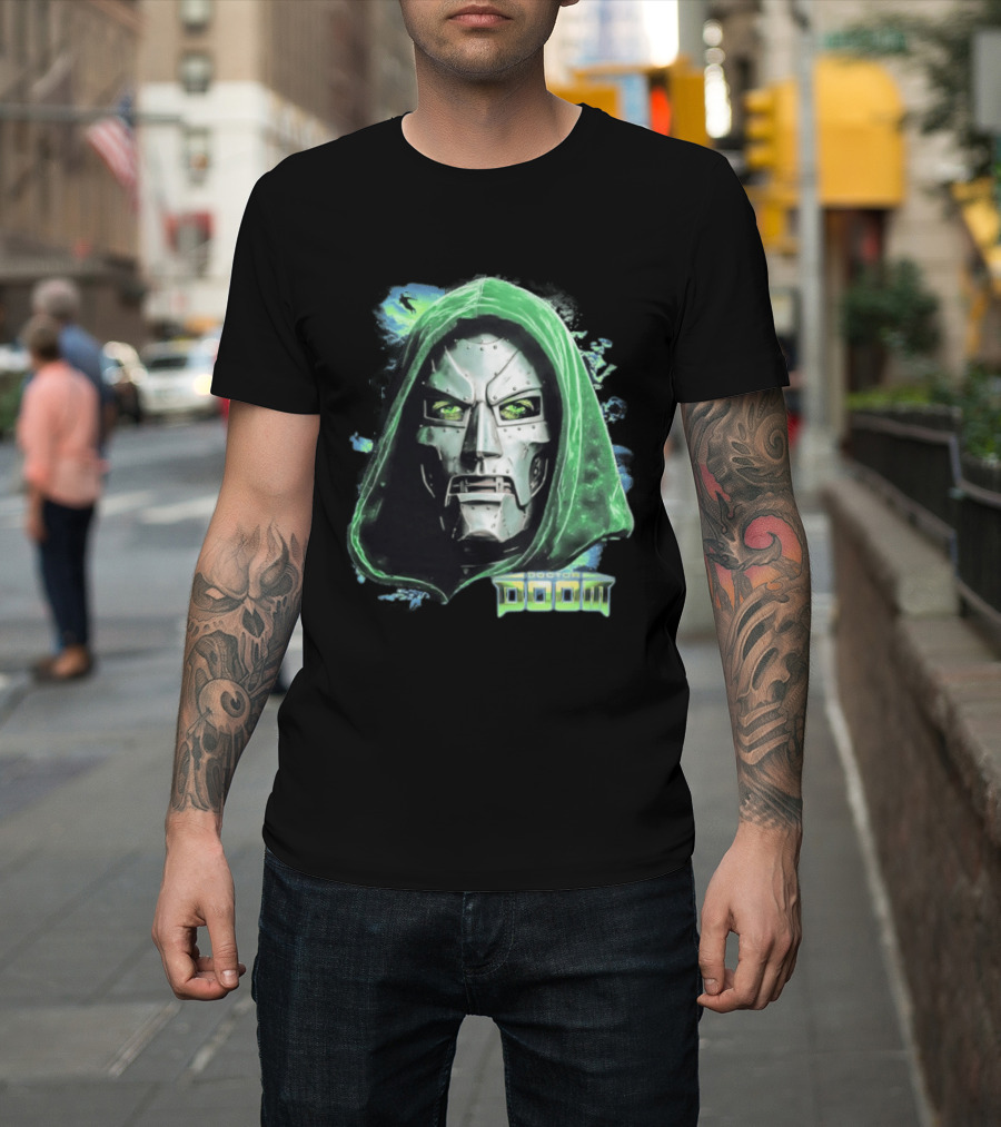 Doctor Doom Marvel Green Hooded Mask Iconic Villain T-Shirt